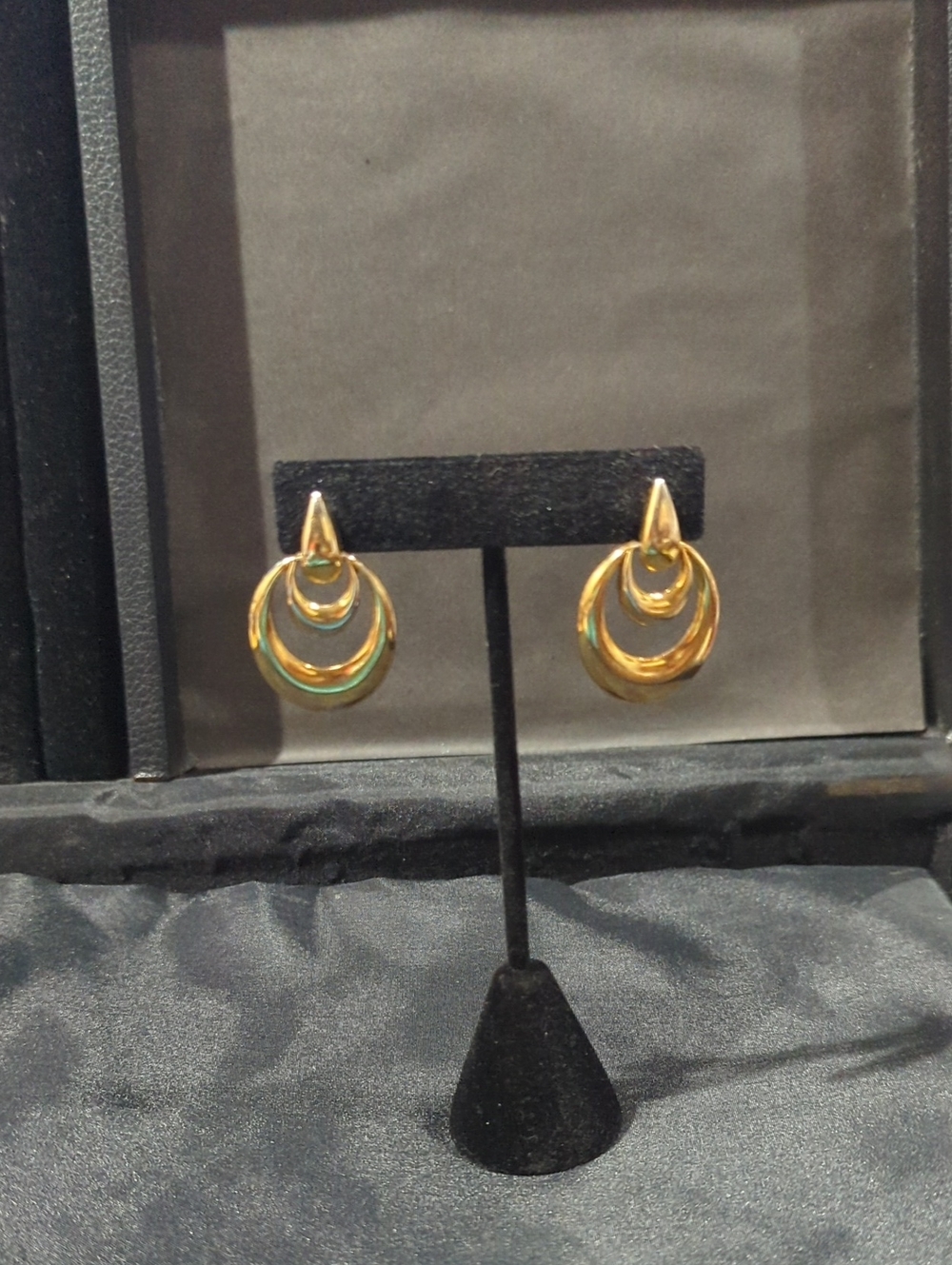 Avon Gold Triple Hoop Drop Earrings
